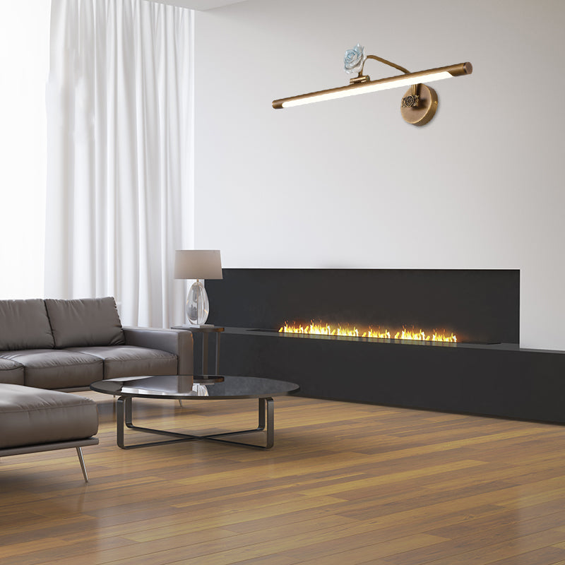 Black/Antique Brass LED Bathroom Sconce - Classic Metal Vanity Light Fixture in White/Warm/Natural Light - Available in 14"/18"/23" Sizes