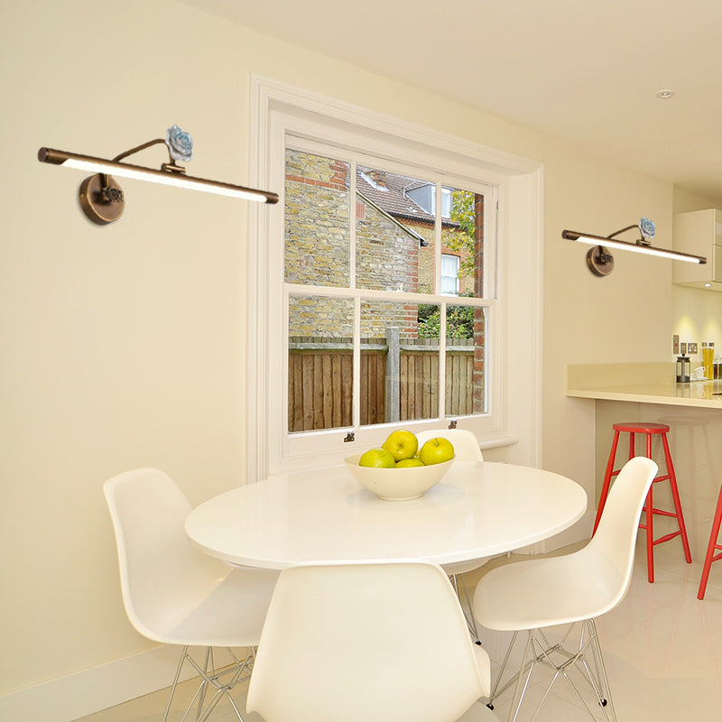 Black/Antique Brass LED Bathroom Sconce - Classic Metal Vanity Light Fixture in White/Warm/Natural Light - Available in 14"/18"/23" Sizes