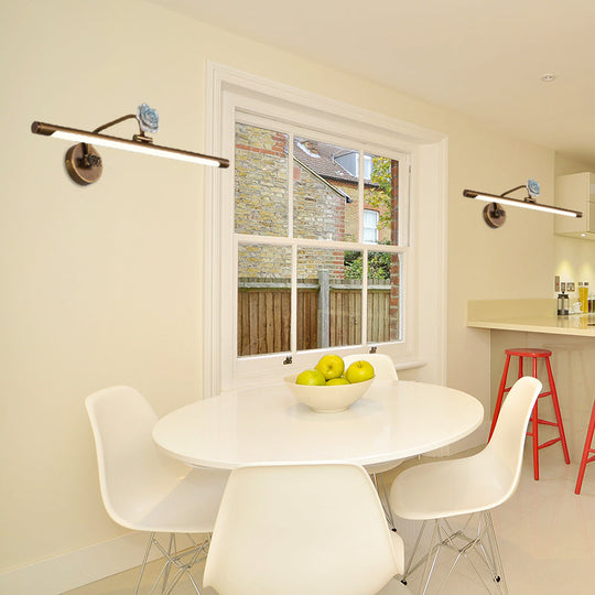 Black/Antique Brass LED Bathroom Sconce - Classic Metal Vanity Light Fixture in White/Warm/Natural Light - Available in 14"/18"/23" Sizes