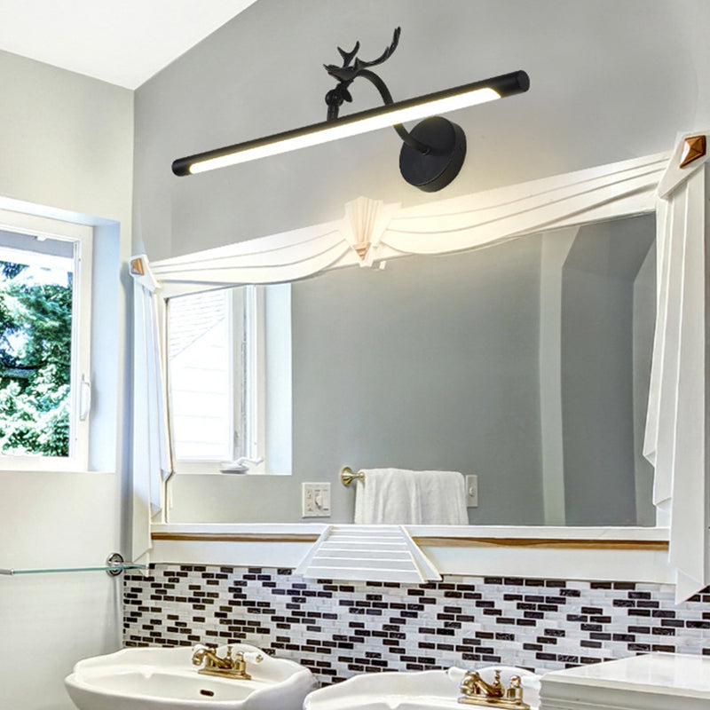 Traditional LED Vanity Lamp - Black Metal Sconce Light Fixture for Bathroom - 18"/23"/29.5" Wide