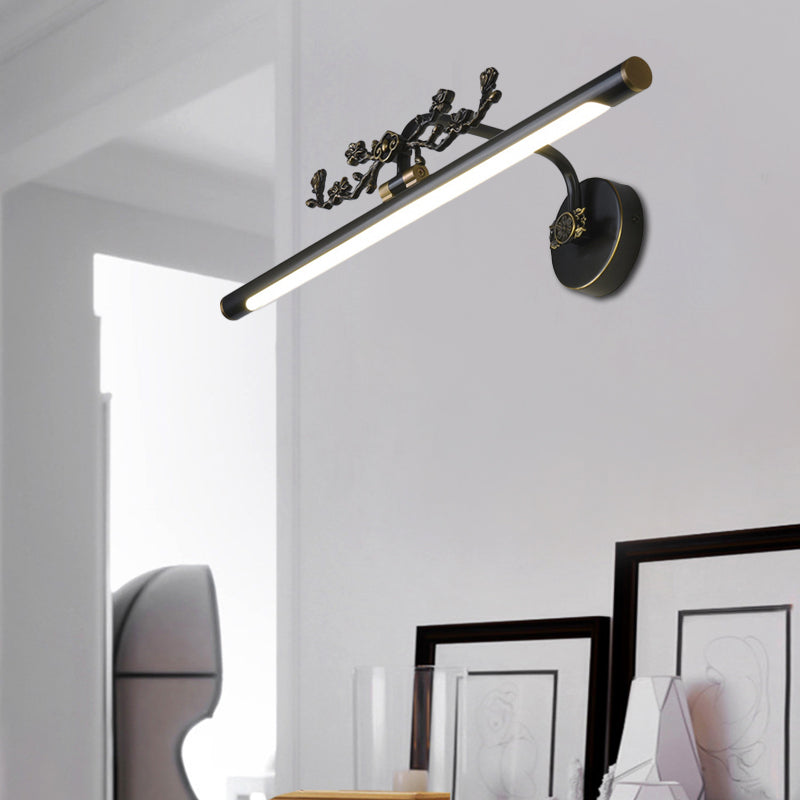 Traditional LED Metal Sconce Vanity Light in Black/Antique Brass - Sizes 14"/18"/23" for Bathroom