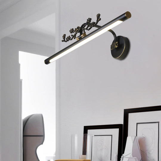 Traditional LED Metal Sconce Vanity Light in Black/Antique Brass - Sizes 14"/18"/23" for Bathroom