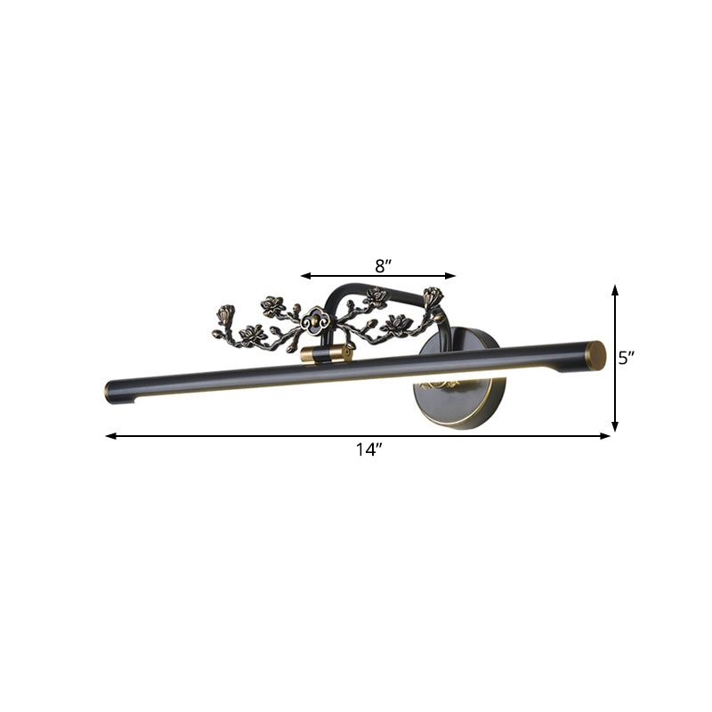 Traditional LED Metal Sconce Vanity Light in Black/Antique Brass - Sizes 14"/18"/23" for Bathroom