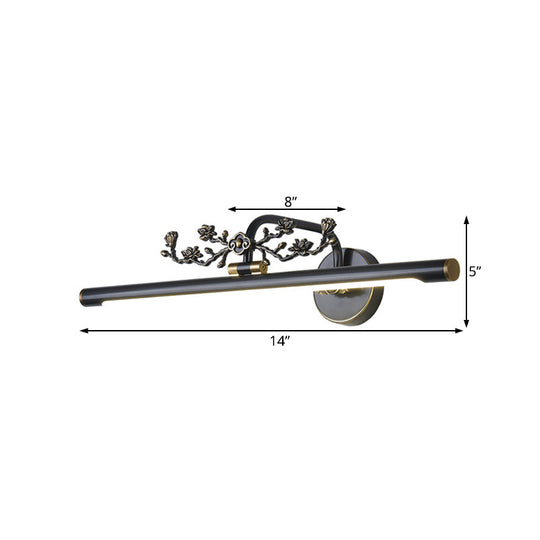 Traditional LED Metal Sconce Vanity Light in Black/Antique Brass - Sizes 14"/18"/23" for Bathroom