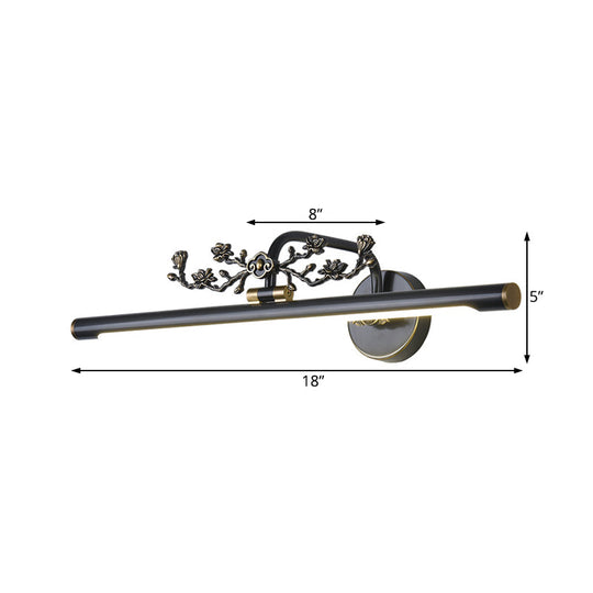 Traditional LED Metal Sconce Vanity Light in Black/Antique Brass - Sizes 14"/18"/23" for Bathroom