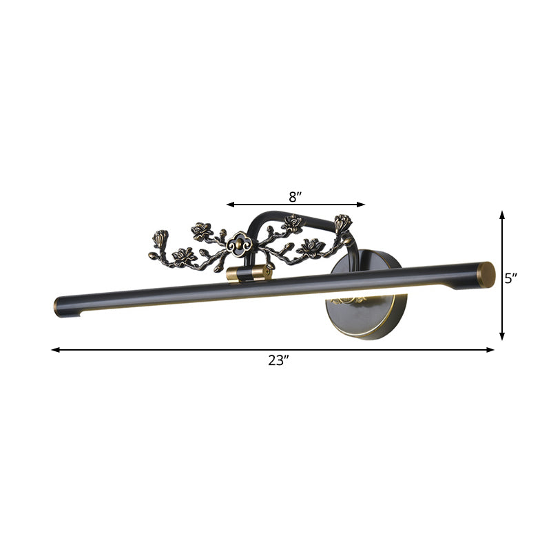 Traditional LED Metal Sconce Vanity Light in Black/Antique Brass - Sizes 14"/18"/23" for Bathroom