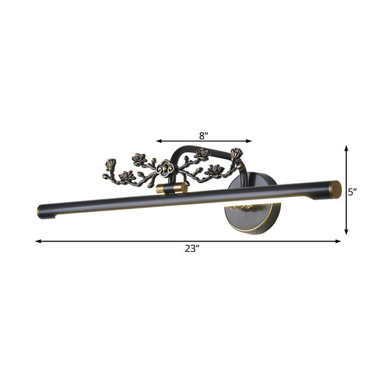 Traditional LED Metal Sconce Vanity Light in Black/Antique Brass - Sizes 14"/18"/23" for Bathroom
