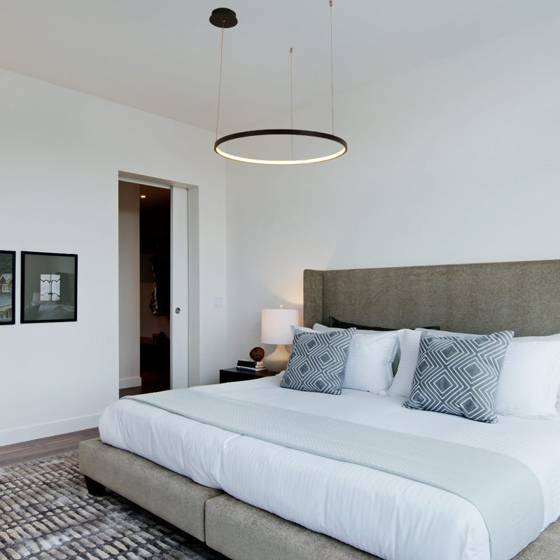 Minimalist Acrylic Chandelier Light - Black Circular Pendant Fixture (1/2/3 Lights) in White/Warm Light