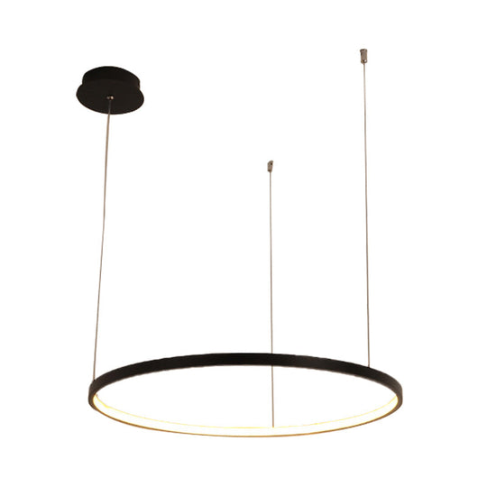 Minimalist Acrylic Chandelier Light - Black Circular Pendant Fixture (1/2/3 Lights) in White/Warm Light