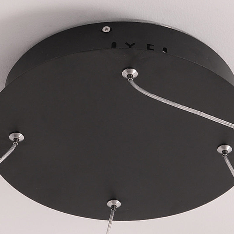 Minimalist Acrylic Chandelier Light - Black Circular Pendant Fixture (1/2/3 Lights) in White/Warm Light