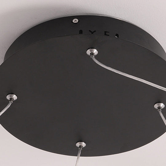 Minimalist Acrylic Chandelier Light - Black Circular Pendant Fixture (1/2/3 Lights) in White/Warm Light