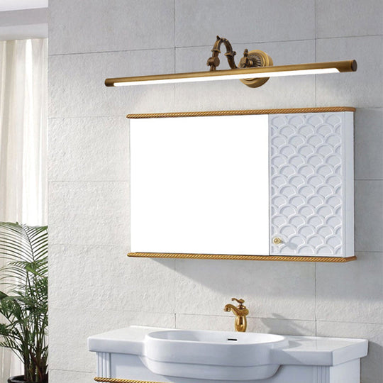 Traditional LED Antique Brass Vanity Light - 18"/23"/29.5" Wide Linear Sconce Lamp, Wall Mounted