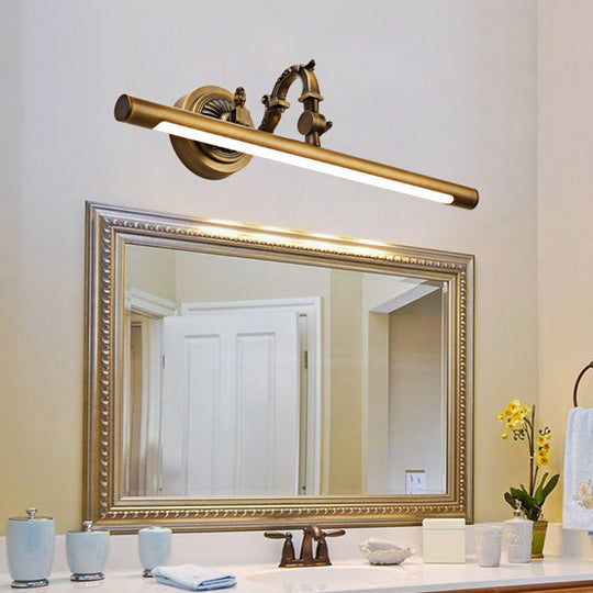 Traditional LED Antique Brass Vanity Light - 18"/23"/29.5" Wide Linear Sconce Lamp, Wall Mounted