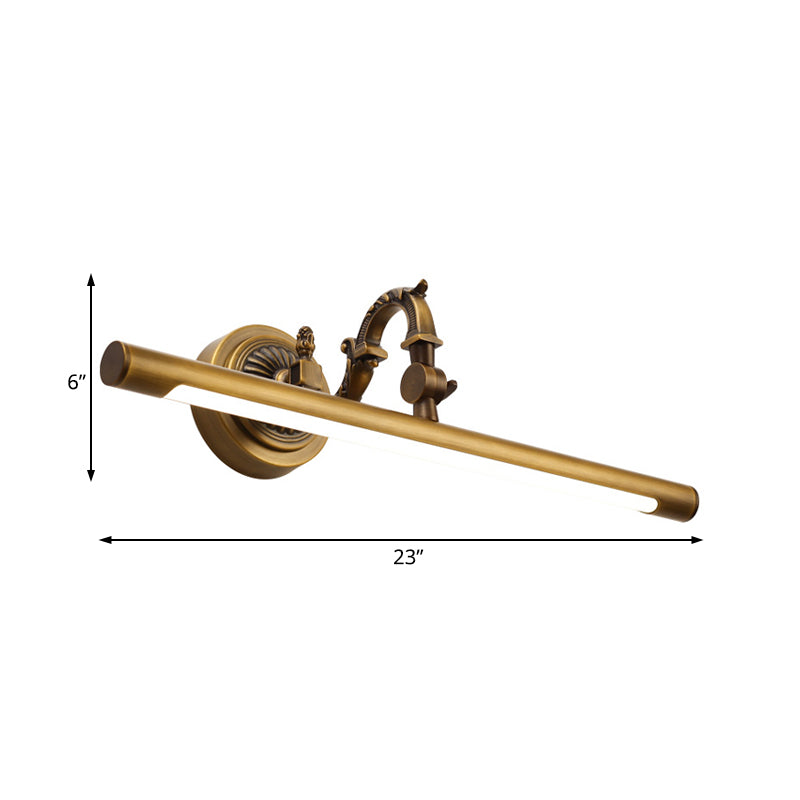 Traditional LED Antique Brass Vanity Light - 18"/23"/29.5" Wide Linear Sconce Lamp, Wall Mounted