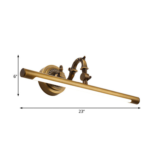 Traditional LED Antique Brass Vanity Light - 18"/23"/29.5" Wide Linear Sconce Lamp, Wall Mounted