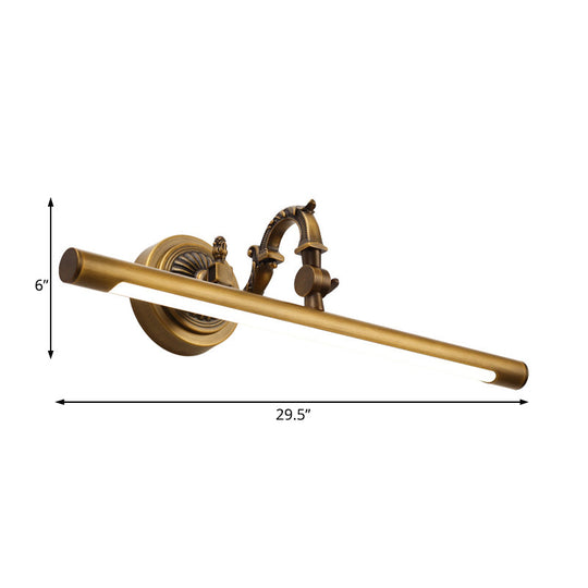 Traditional LED Antique Brass Vanity Light - 18"/23"/29.5" Wide Linear Sconce Lamp, Wall Mounted