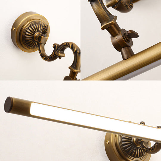 Traditional LED Antique Brass Vanity Light - 18"/23"/29.5" Wide Linear Sconce Lamp, Wall Mounted