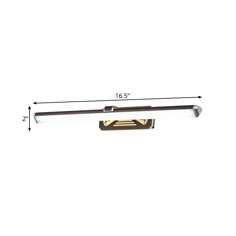 Elegant Metal LED Vanity Light - Brown Elongated Sconce Lamp (16.5"/23" Wide) for Bathroom in White/Warm Light