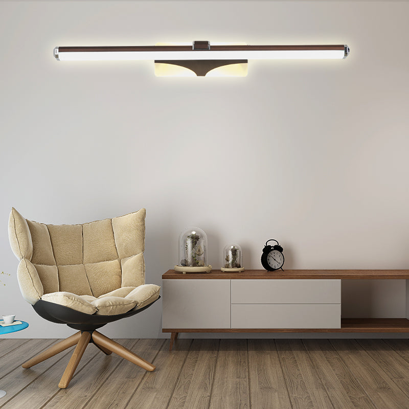 Bathroom Vanity Light Fixture - Metal LED Sconce Lamp in White/Warm Light, 16.5"/23" Wide - Brown