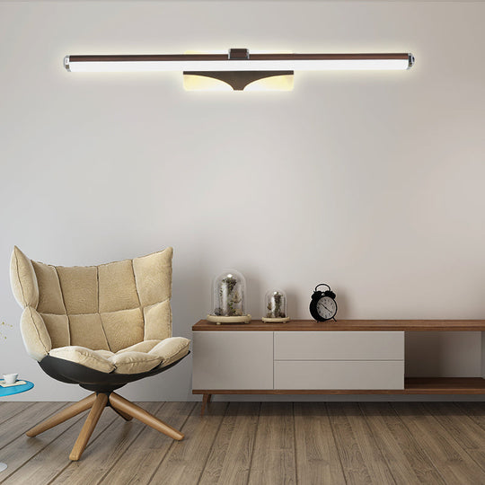 Bathroom Vanity Light Fixture - Metal LED Sconce Lamp in White/Warm Light, 16.5"/23" Wide - Brown