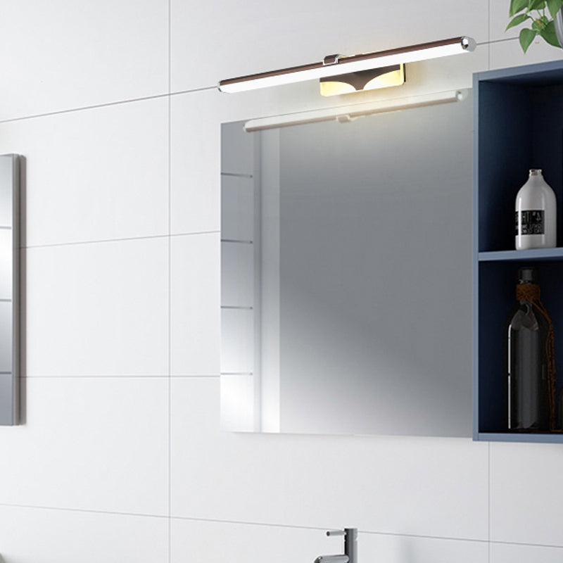 Bathroom Vanity Light Fixture - Metal LED Sconce Lamp in White/Warm Light, 16.5"/23" Wide - Brown