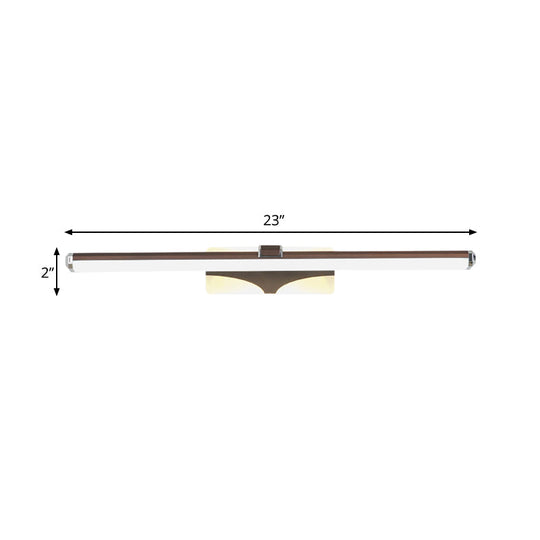 Bathroom Vanity Light Fixture - Metal LED Sconce Lamp in White/Warm Light, 16.5"/23" Wide - Brown