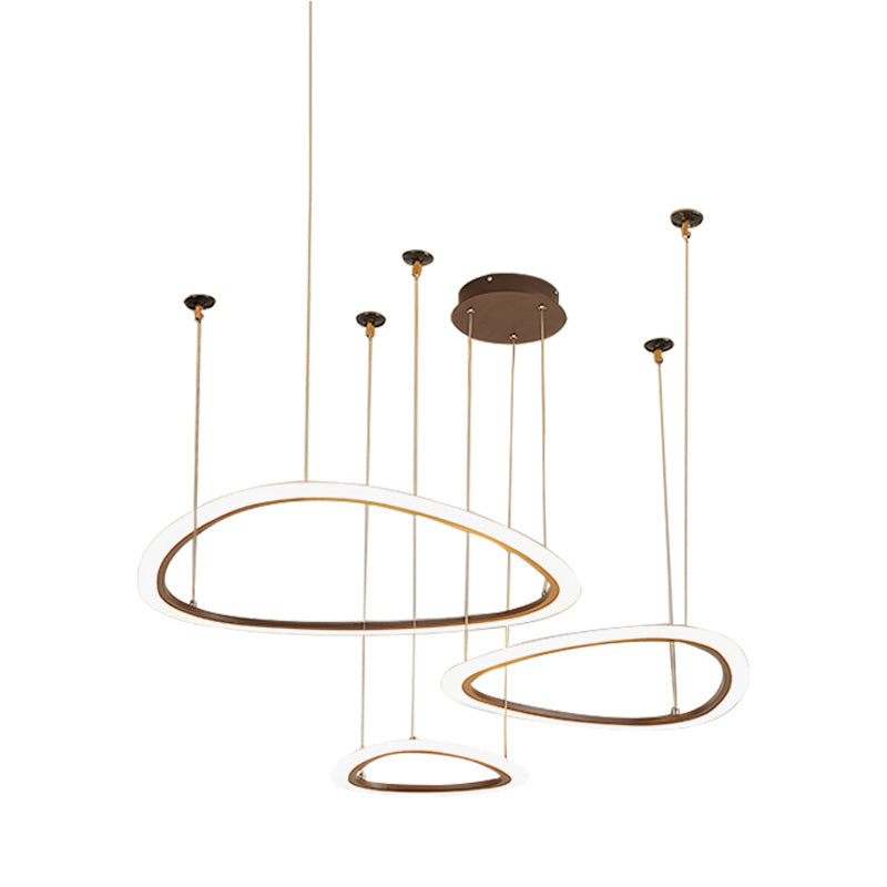 Sleek Acrylic Tiered Ceiling Chandelier - 3/4 Heads - Elegant Brown Pendant Light Fixture in White/Warm/Natural Light