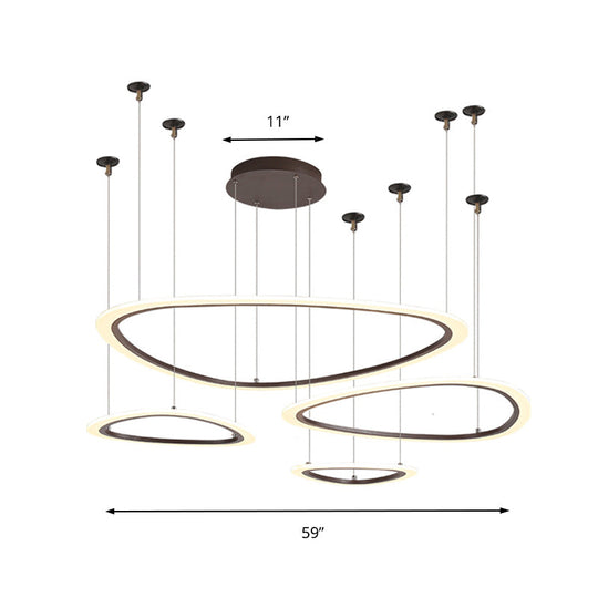 Sleek Acrylic Tiered Ceiling Chandelier - 3/4 Heads - Elegant Brown Pendant Light Fixture in White/Warm/Natural Light
