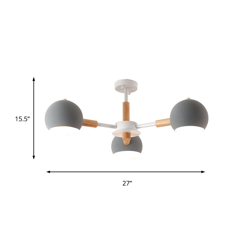 Modern Grey/White Ball Pendant Chandelier - Metal 3/6/8 Heads - Hanging Ceiling Light for Living Room