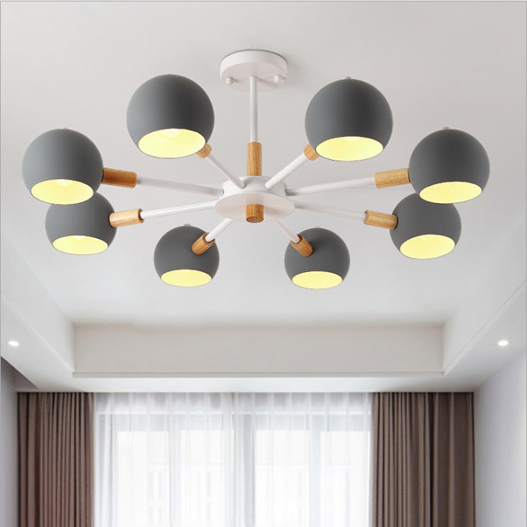 Modern Grey/White Ball Pendant Chandelier - Metal 3/6/8 Heads - Hanging Ceiling Light for Living Room