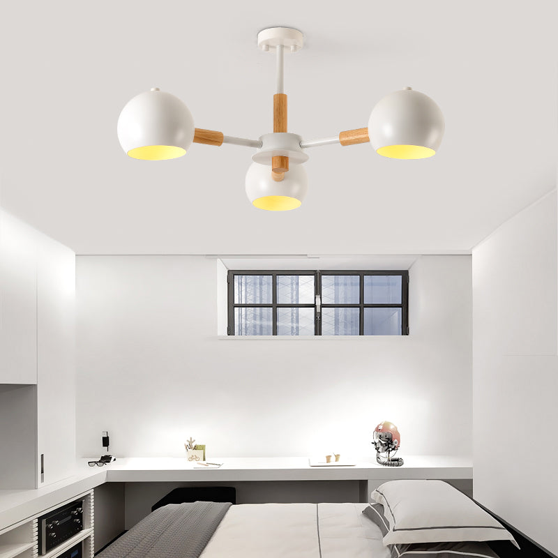Modern Grey/White Ball Pendant Chandelier - Metal 3/6/8 Heads - Hanging Ceiling Light for Living Room
