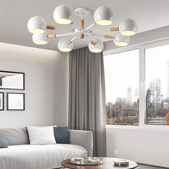 Modern Grey/White Ball Pendant Chandelier - Metal 3/6/8 Heads - Hanging Ceiling Light for Living Room