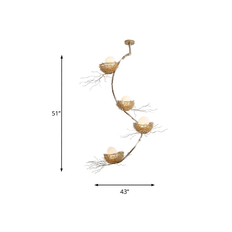 Artistry Golden Pendant Chandelier with Matte White Glass Shades - Perfect for Living Rooms, 1/2/3 Lights