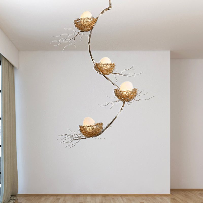 Artistry Golden Pendant Chandelier with Matte White Glass Shades - Perfect for Living Rooms, 1/2/3 Lights