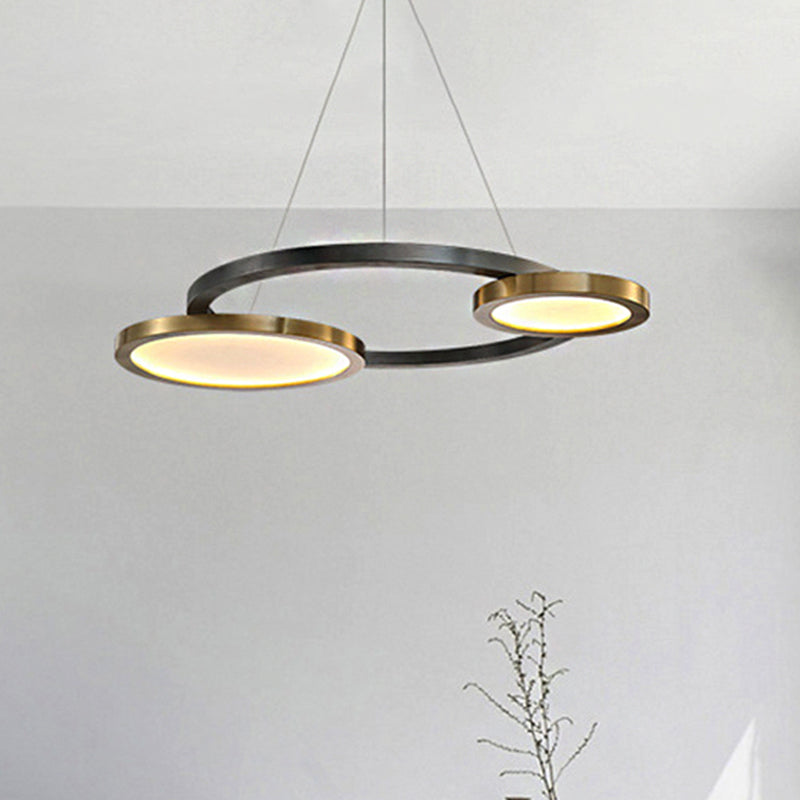 Orbit Metal LED Chandelier - Modern Golden Hanging Light with Adjustable Cord