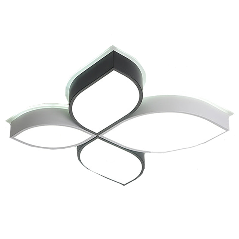 Minimalist Acrylic Shaded LED Flush Mount Ceiling Light – 18"/23.5" Wide, Black and White Leaf Design, White Light