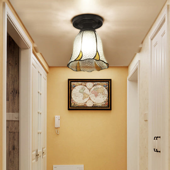 Tiffany Style Handcrafted Glass Ceiling Mounted Light - Shaded Semi Flush Mount, 1-Light