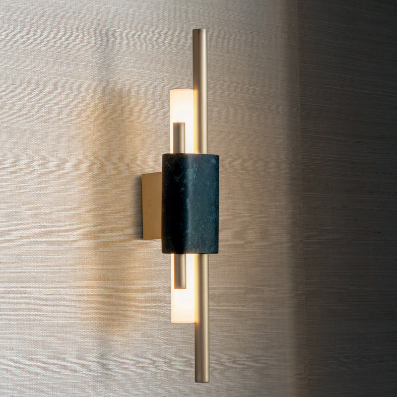 Minimalistic LED Wall Light Fixture - Rectangle Shaped Bedside Sconce Lighting with Marble Accent