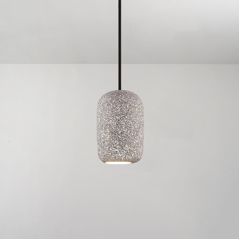 Modern Geometric Shade Ceiling Light - Single Hanging Lamp for Dining Room in Cement Finish