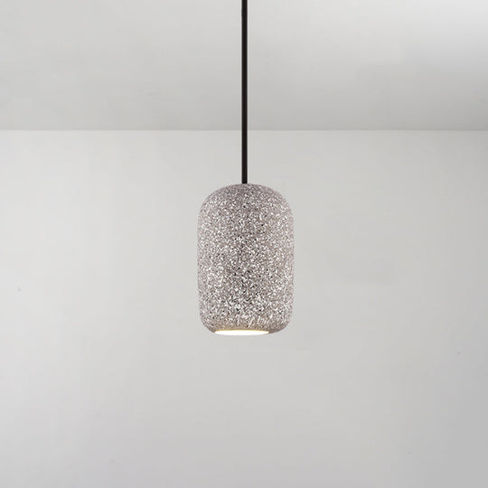 Modern Geometric Shade Ceiling Light - Single Hanging Lamp for Dining Room in Cement Finish