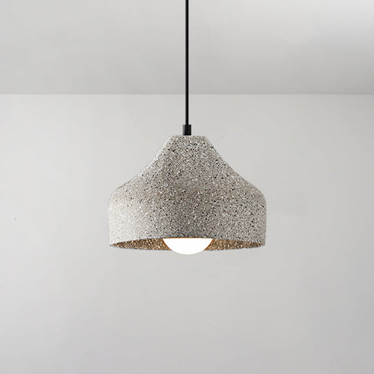 Modern Geometric Shade Ceiling Light - Single Hanging Lamp for Dining Room in Cement Finish