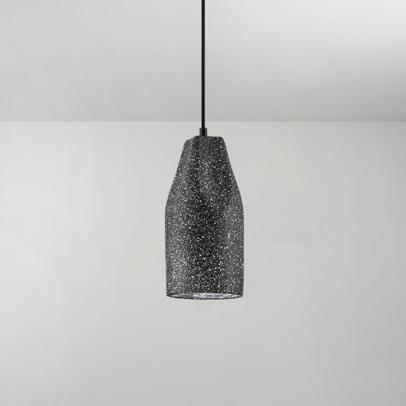 Modern Geometric Shade Ceiling Light - Single Hanging Lamp for Dining Room in Cement Finish