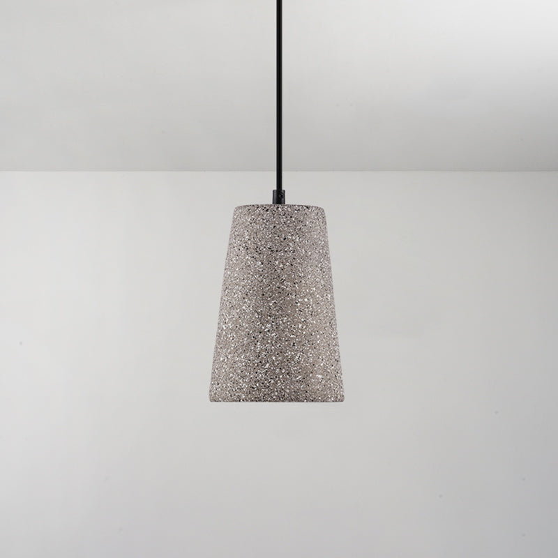 Modern Geometric Shade Ceiling Light - Single Hanging Lamp for Dining Room in Cement Finish