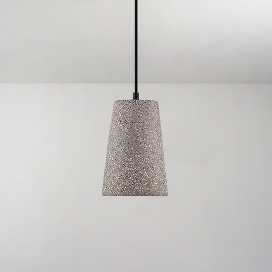 Modern Geometric Shade Ceiling Light - Single Hanging Lamp for Dining Room in Cement Finish