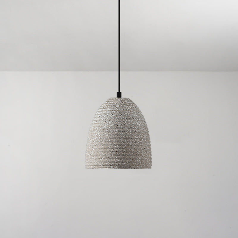 Modern Geometric Shade Ceiling Light - Single Hanging Lamp for Dining Room in Cement Finish
