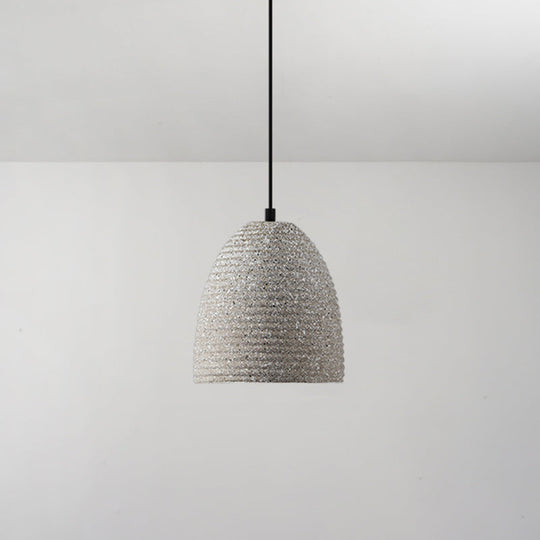 Modern Geometric Shade Ceiling Light - Single Hanging Lamp for Dining Room in Cement Finish