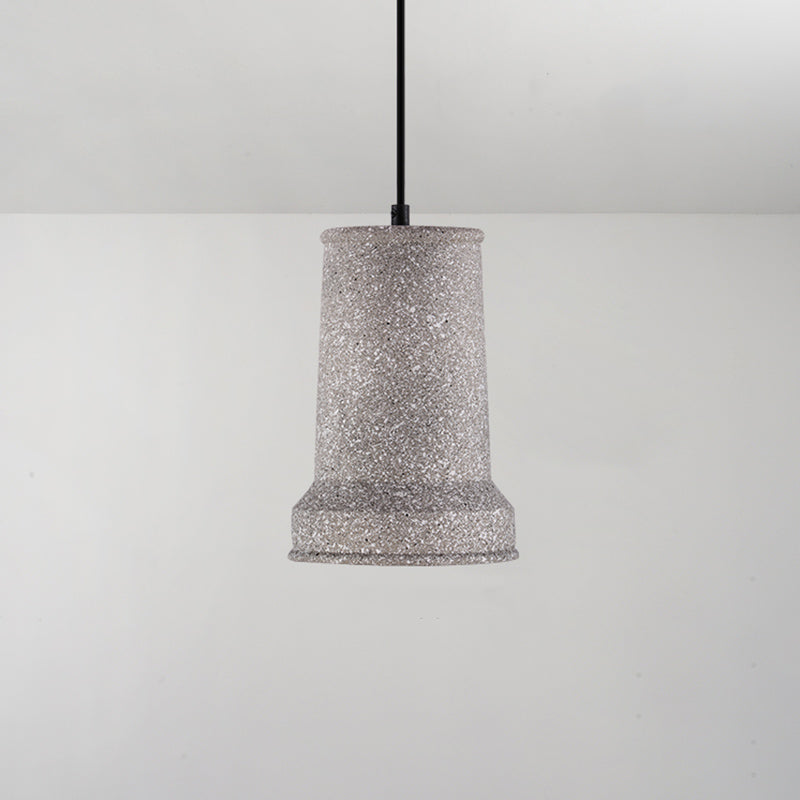 Modern Geometric Shade Ceiling Light - Single Hanging Lamp for Dining Room in Cement Finish