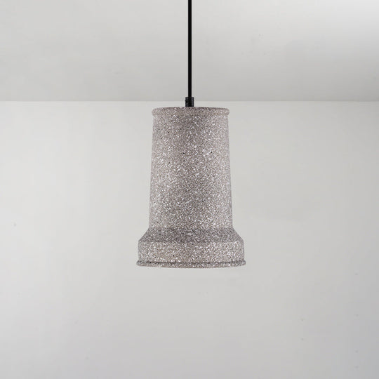 Modern Geometric Shade Ceiling Light - Single Hanging Lamp for Dining Room in Cement Finish