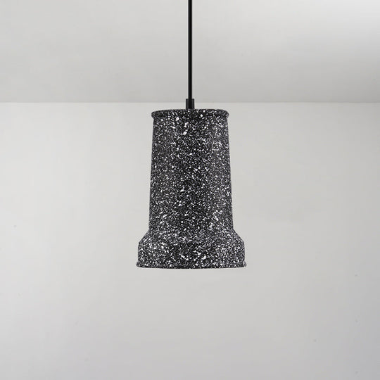 Modern Geometric Shade Ceiling Light - Single Hanging Lamp for Dining Room in Cement Finish