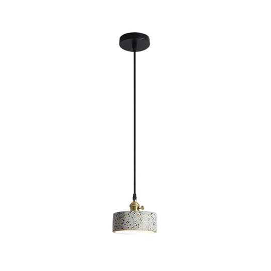 Nordic Terrazzo Geometric Pendant Light with Single White Bulb